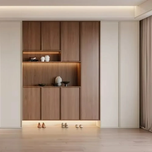 Meuble d'entrée moderne multifonctionnel sur mesure avec porte-chaussures, crochets, tiroirs et étagères réglables pour salon, villa, appartement - Product Image 1