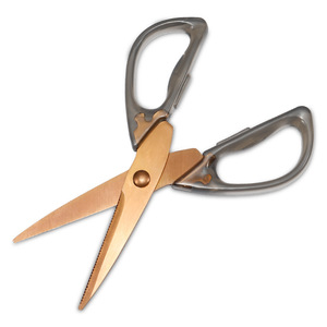 <b>Kitchen</b> <b>Scissors</b> Stainless Steel Transparent Handle Gold Electroplated For Home Use - Product Image 1