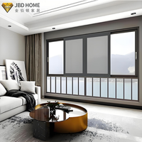 Ventana Corredera Moderna de Aluminio con Malla de Seguridad Contra Insectos, Sistema de Rotura Térmica, Vidrio Doble para Dormitorio