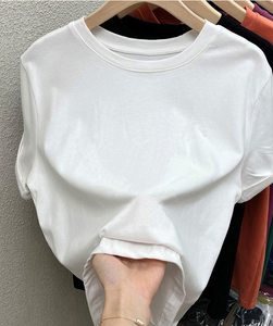 T-shirt Estiva 2026 da <span class=keywords><strong>Donna</strong></span> <span class=keywords><strong>Marrone</strong></span> in Cotone alla Moda Giovanile a Maniche Corte con Spalle Regolari Vestibilità Slim che Valorizza la Figura - Product Image 3