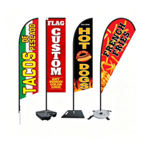 Drapeau à plumes personnalisé double face avec graphiques intégraux, très populaire et accrocheur, avec installation sans outils pour les programmes de distribution en gros
