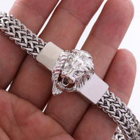 Bracelet de fête pour homme en acier inoxydable résistant, plaqué or et argent, avec tête de lion style hip-hop, vente en gros