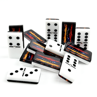 Dominos en acrylique double face avec drapeau de la République Dominicaine, 55 pièces, pour jeux de bar et de fête, tuiles de dominos personnalisées OEM