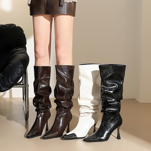Nouvelles Bottes Mi-Mollet de Luxe 2026 à Talons Métalliques et Bout Pointu pour Femme – Collection Designer Tendance - Product Image 1