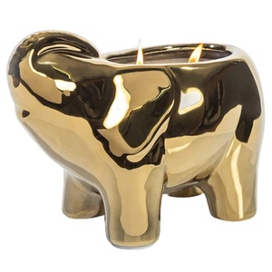 Custom Handmade Electroplated Ceramic Animal Vessel Filling Scented Wax <strong>Candle</strong> Porcelain Exterior <strong>Elephant</strong> Shaped Jar <strong>Candle</strong> - Product Image 3