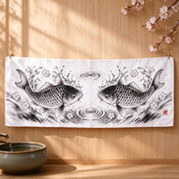 Serviette de cuisine et décoration murale en coton japonais Tenugui, imprimée traditionnellement, multi-usages, avec impression personnalisée