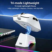 Souris de jeu sans fil Keywin W302, nouvelle souris de jeu à trois modes, 1200 DPI, 6 boutons, base de charge magnétique RGB, souris légère