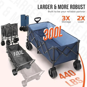 Складная тележка HRF 300L для тяжелых условий эксплуатации с карманами для кемпинга, сада и покупок - Product Image 2