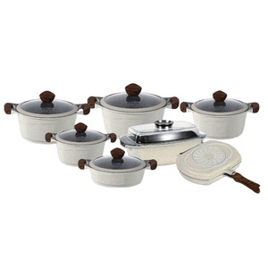 Non-Stick <b>Cookware</b> <b>Set</b> 14 Pieces Die-Cast Aluminum <b>Induction</b> Compatible Oven Safe Marble Coating Stovetop Universal - Product Image 2