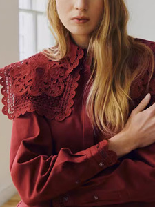 Blusa de Mujer Vintage con Cuello de Muñeca con Volantes de Encaje, Bordado Intenso y Botones, Manga Larga - Product Image 4