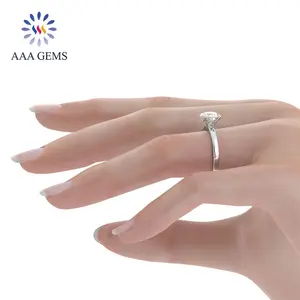 Bague de fiançailles de pierres précieuses AAA Bague de mariage personnalisée en or blanc 14 carats avec cœur et diamant de laboratoire de 1 carat pour femme
