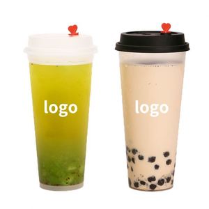 Gobelets à thé à bulles en plastique épais transparent/mat PP, impression personnalisée, 12, 16, 24 oz, avec couvercle - Product Image 1