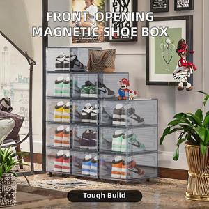 Étagère à chaussures moderne en acrylique pour chaussures de <span class=keywords><strong>basket</strong></span>-ball, talons hauts, ouverture avant épaisse, simple, pliable magnétique - Product Image 2