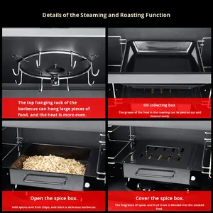 वाणिज्यिक स्वचालित गैस ग्रिल धुआं फ़ंक्शन <span class=keywords><strong>2</strong></span> बर्नर पिजो इग्निशन उच्च दबाव सुरक्षा टिकाऊ स्टील निर्माण आधुनिक - Product Image 6