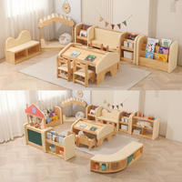 Ensemble de meubles modulaires en bois massif Montessori pour l'éducation de la petite enfance, avec rangement anti-collision et fonction pédagogique pour la maternelle
