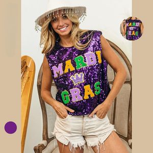 Loveda Chenille Patchwork Embroidery Shiny <strong>Sequin</strong> Tank <strong>Top</strong> Apparel for Women Mardi Gras Celebration and <strong>Party</strong> - Product Image 2