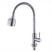 Robinet d'eau froide haut de gamme au design moderne en alliage de zinc poli pour évier de cuisine, avec cartouche céramique sans plomb