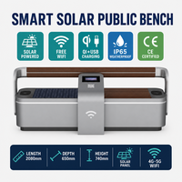 Banc de recharge solaire intelligent avec chargeur USB sans fil et LED pour extérieur, parc, campus, place publique, personnalisable OEM