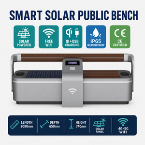 <span class=keywords><strong>Panchina</strong></span> Intelligente a Energia Solare con Ricarica Wireless USB e LED per Esterni, Parchi, Campus e Piazze, Personalizzabile OEM - Product Image 2