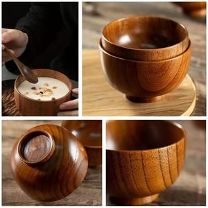 Tazones de madera YXE, 5 piezas, hechos a mano, de madera natural de jujube, redondos, para arroz, sopa, té, frutas, cereales, aptos para lavavajillas. - Product Image 6