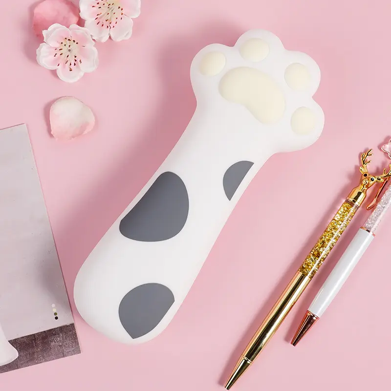 Pochette à crayons en silicone patte de chat brosse cosmétique sac mignon esthétique stylo boîte étude ustensiles organisateur pour fille garçon hommes femmes