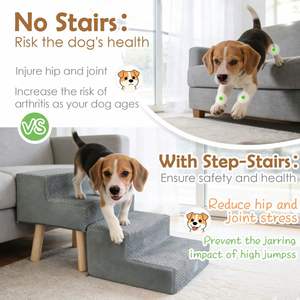 Pet Stairs Luxury Breathable for Small <b>Dogs</b> & Senior Cats to Get on the <b>Bed</b> Three-Step Low-Rise Step Ladder Dual-Use Design - Product Image 6