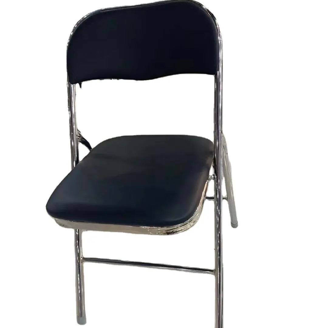 Muebles de hotel Silla de banquete venta al por mayor ahorro de espacio acolchado barato tubo de metal silla plegable