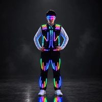 Ensemble veste et pantalon lumineux à LED programmables RGB, lunettes lumineuses, vêtements de scène unisexes, tenue de danse, DJ, festival, fête