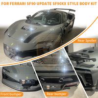 Kit bodi model SF90XX serat karbon kering untuk Ferrari SF90 Bumper belakang depan Fender Bodykit mesin kap samping