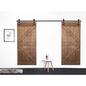 Quincaillerie de porte coulissante de 6,6 pieds Système de quincaillerie suspendue pour porte de grange coulissante Kit de quincaillerie coulissante pour porte de grange en bois simple - Product Image 6