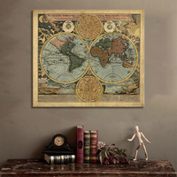 RELIABLI ART, une carte du monde, peintures sur toile rétro, anciennes images, impressions pour salon, décoration murale, affiches sans cadre