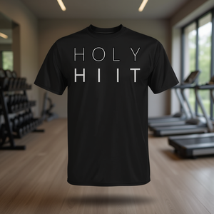 Camiseta Holy HIIT Negra Unisex de Algodón de Secado Rápido con Cuello Redondo y Manga Corta para Entrenamiento y Fitness - Product Image 3