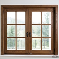 Portes-fenêtres coulissantes à double battant en bois massif, ouverture extérieure, sur mesure, nouveau style chinois, verre trempé