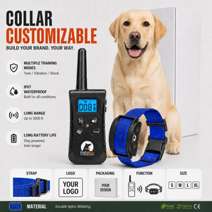 Dispositif professionnel de dressage de chien à distance, <span class=keywords><strong>portée</strong></span> de 1000 pieds, collier à choc et à vibration pour un entraînement comportemental efficace - Product Image 1