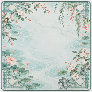 Waterproof Non-Slip Foldable Neoprene Mahjong Table Mat Lotus Pattern Quiet <strong>Playing</strong> Surface for Home Party Wholesale Table Mat - Product Image 3
