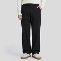 Pantalon droit pour homme à taille semi-élastique en tissu brossé texturé, décontracté pour l'automne et l'hiver