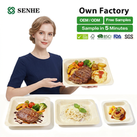 Nouvelles assiettes jetables biodégradables en bois de peuplier, carrées et rondes, pour les fêtes