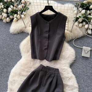 Femmes dames <span class=keywords><strong>pas</strong></span> <span class=keywords><strong>cher</strong></span> 2 pièces ensemble rétro automne tenue sans manches gilet avec taille haute <span class=keywords><strong>pantalon</strong></span> fuselé décontracté <span class=keywords><strong>Chic</strong></span> deux pièces ensemble - Product Image 6