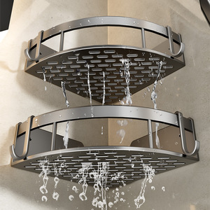 Shu Zheng Bathroom Triangular <b>Shelf</b> Wall Mounted Corner Storage Rack Durable Shower Sink Toilet Organizer - Product Image 1