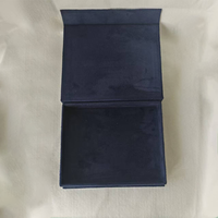 Scatola Regalo di Lusso in Velluto Blu Scuro con Logo Personalizzato, Coperchio Staccabile, Espositore per Gioielli in Cartone Rigido, Produzione di Fabbrica