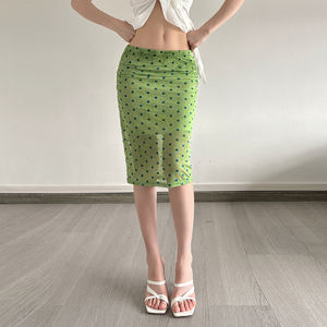 2026 Summer Fresh Dropped Comfortable Contrast Mesh <b>Patchwork</b> Knee-Length Casual <b>Skirt</b> - Product Image 2