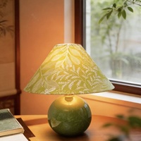 Lampe de chevet en céramique de style pastoral chinois vintage, décoration créative rétro verte pour la maison, veilleuse