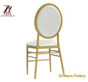 Vente en gros prix d'usine chaise de décoration à dossier rond en métal doré pour réception de mariage événement - Product Image 5