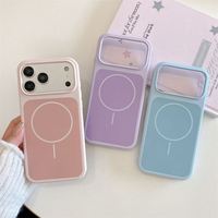 Coque de téléphone en silicone véritable tendance avec protection intégrale 360° pour iPhone 17, 16, 15 Pro Max, étui esthétique avec pochette pour gloss et maquillage