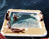 Piscine flottante gonflable en PVC JOOLOOG pour yacht, personnalisable, facile à installer, avec toboggan