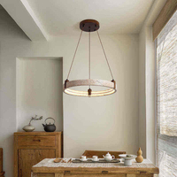 Lustre suspendu LED pleine gamme de style zen rétro chinois, en pierre de grotte jaune, pour hall de maison duplex, protection oculaire, design rétro