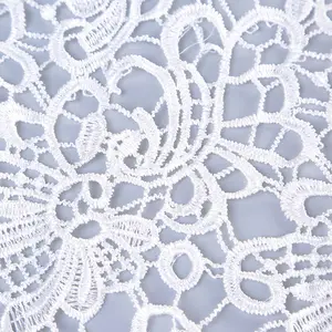 中国工厂刺绣网眼贴花新娘非洲欧根纱花卉水溶性蕾丝面料
