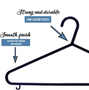 Black Colour Strong Plastic Clothes With Suit Trouser Bar And Lips 37.5cm Wide Adult Coat Hangers