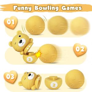 Jouets de bowling en caoutchouc souple à empiler, animaux, jeu de bowling à empiler, jeu de bowling à presser, jeu de correspondance de formes, jouet éducatif Montessori pour bébé - Product Image 5