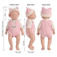 Poupée Reborn en Silicone de 12 pouces, faite à la main, yeux fermés, rose, chapeau mignon, vêtements, cadeau pour filles